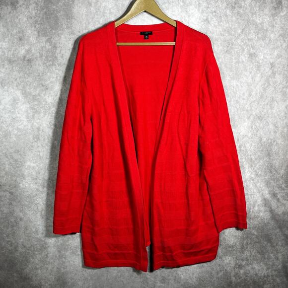 Talbots Cardigan Sweater Womens Size 3X Red Knit Long Sleeves Open Front Casual - Picture 1 of 9